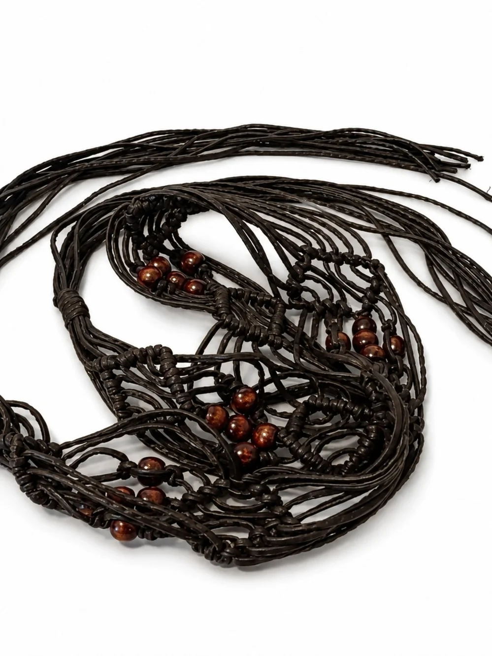 Handcrafted Brown Macrame Beaded Waist Belt